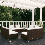 Vidaxl 8-delige Loungeset Met Kussens Poly Rattan - Bruin