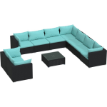 Vidaxl 10-delige Loungeset Met Kussens Poly Rattan - Zwart