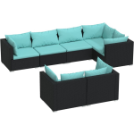 Vidaxl 7-delige Loungeset Met Kussens Poly Rattan - Zwart