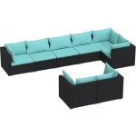 Vidaxl 8-delige Loungeset Met Kussens Poly Rattan - Zwart