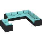 Vidaxl 9-delige Loungeset Met Kussens Poly Rattan - Zwart