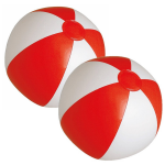 2x Stuks Opblaasbare Zwembad Strandballen Plastic/wit 28 Cm - Strandballen - Rood