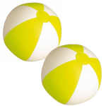 2x Stuks Opblaasbare Zwembad Strandballen Plastic/wit 28 Cm - Strandballen - Geel