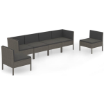 Vidaxl 6-delige Loungeset Met Kussens Poly Rattan - Grijs