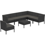 Vidaxl 8-delige Loungeset Met Kussens Poly Rattan - Zwart