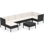 Vidaxl 8-delige Loungeset Met Kussens Poly Rattan - Zwart