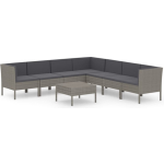 Vidaxl 8-delige Loungeset Met Kussens Poly Rattan - Grijs