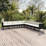 Vidaxl 9-delige Loungeset Met Kussens Poly Rattan - Negro