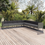 Vidaxl 9-delige Loungeset Met Kussens Poly Rattan - Grijs