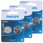 Philips Knoopcel Batterijen Cr2450 - 6x Stuks - Knoopcel Batterijen - Silver