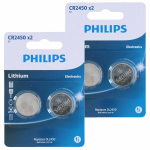 Philips Knoopcel Batterijen Cr2450 - 4x Stuks - Knoopcel Batterijen - Silver