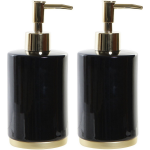 Items 2x Stuks Zeeppompjes/zeepdispensers Zwart En Goudkleurig Keramiek En Metaal 350 Ml - Zeeppompjes