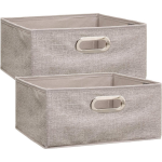 Set Van 2x Stuks Opbergmand/kastmand 14 Liter Linnen 31 X 31 X 15 Cm - Opbergmanden - Beige