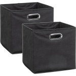 Set Van 2x Stuks Opbergmand/kastmand 29 Liter Donker Linnen 31 X 31 X 31 Cm - Opbergmanden - Grijs