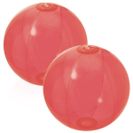 2x Stuks Opblaasbare Strandballen Beach Fun Plastic 28 Cm - Strandballen - Rood