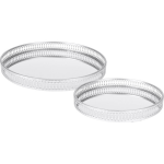 Excellent Houseware Set Van 2x Stuks Ronde Kaarsenplateaus Spiegel Zilver D25 En D30 Cm - Kaarsenplateaus - Silver