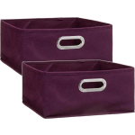 Set Van 2x Stuks Opbergmand/kastmand 14 Liter Aubergine Linnen 31 X 31 X 15 Cm - Opbergmanden - Paars