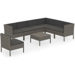 Vidaxl 8-delige Loungeset Met Kussens Poly Rattan - Grijs