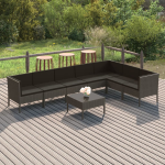 Vidaxl 8-delige Loungeset Met Kussens Poly Rattan - Grijs