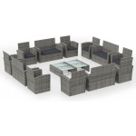 Vidaxl 16-delige Loungeset Met Kussens Poly Rattan - Grijs