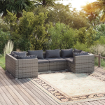 Vidaxl 6-delige Loungeset Met Kussens Poly Rattan - Grijs