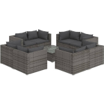 Vidaxl 9-delige Loungeset Met Kussens Poly Rattan - Grijs