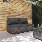 Vidaxl 2-delige Loungeset Met Kussens Poly Rattan - Grijs