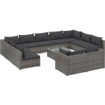 Vidaxl 12-delige Loungeset Met Kussens Poly Rattan - Grijs