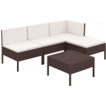 Vidaxl 5-delige Loungeset Met Kussens Poly Rattan - Bruin