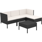 Vidaxl 5-delige Loungeset Met Kussens Poly Rattan - Zwart