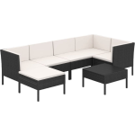 Vidaxl 7-delige Loungeset Met Kussens Poly Rattan - Zwart