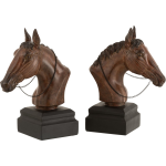 J-Line Set 2 Boekensteun Paard Poly - Bruin