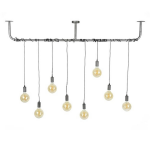 Dimehouse Industriële Hanglamp 176 cm Willow 8-Lichts Oud Zilver - Grijs