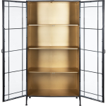 PTMD Sofie Metal Black cabinet golden inside glass door