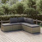 vidaXL 5-delige Loungeset met kussens poly rattan - Grijs