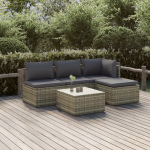 vidaXL 5-delige Loungeset met kussens poly rattan - Grijs