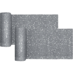 Santex Kerst thema tafelloper op rol - 2x - zilver glitter - smal 18 x 500 cm - polyester - Tafellakens - Silver