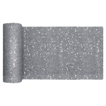 Santex Kerst thema tafelloper op rol - zilver glitter - smal 18 x 500 cm - polyester - Tafellakens - Silver