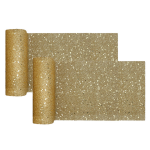 Santex Tafelloper op rol - 2x - goud glitter - smal 18 x 500 cm - polyester - Feesttafelkleden
