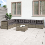 vidaXL 7-delige Loungeset met kussens poly rattan - Grijs