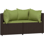 vidaXL 3-delige Loungeset met kussens poly rattan - Bruin