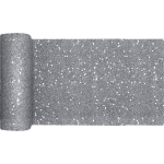 Santex Tafelloper op rol - zilver glitter - smal 18 x 500 cm - polyester - Feesttafelkleden