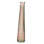 Decoris Vaas/bloemenvaas van gerecycled glas - D7 x H32 cm - transparant roze/ - Vazen - Bruin