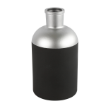 Countryfield Bloemen of deco vaas/zilver - glas - luxe fles vorm - D14 x H26 cm - Vazen - Zwart