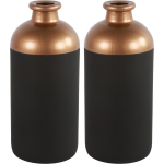 Countryfield Bloemen/deco vaas - 2x/koper - glas - luxe fles vorm - D11 x H25 cm - Vazen - Zwart
