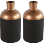 Countryfield Bloemen/deco vaas - 2x/koper - glas - luxe fles vorm - D14x H26 cm - Vazen - Zwart