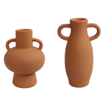 Countryfield Decoratie vazen set 2x stuks terracotta - H20 en H18 cm - Vazen - Bruin