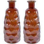 Countryfield Art Deco bloemenvaas - 2x - cognac transparant - glas - D12 x H30 cm - Vazen - Bruin