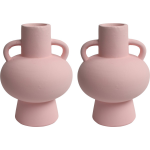 Countryfield 2x Stuks Decoratie Amphora kruik of vaas terracotta - D13 x H18 cm - Vazen - Roze