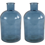 Countryfield 2x Stuks Vaas - zee glas - Apotheker fles - D14 x H27 cm - Vazen - Blauw